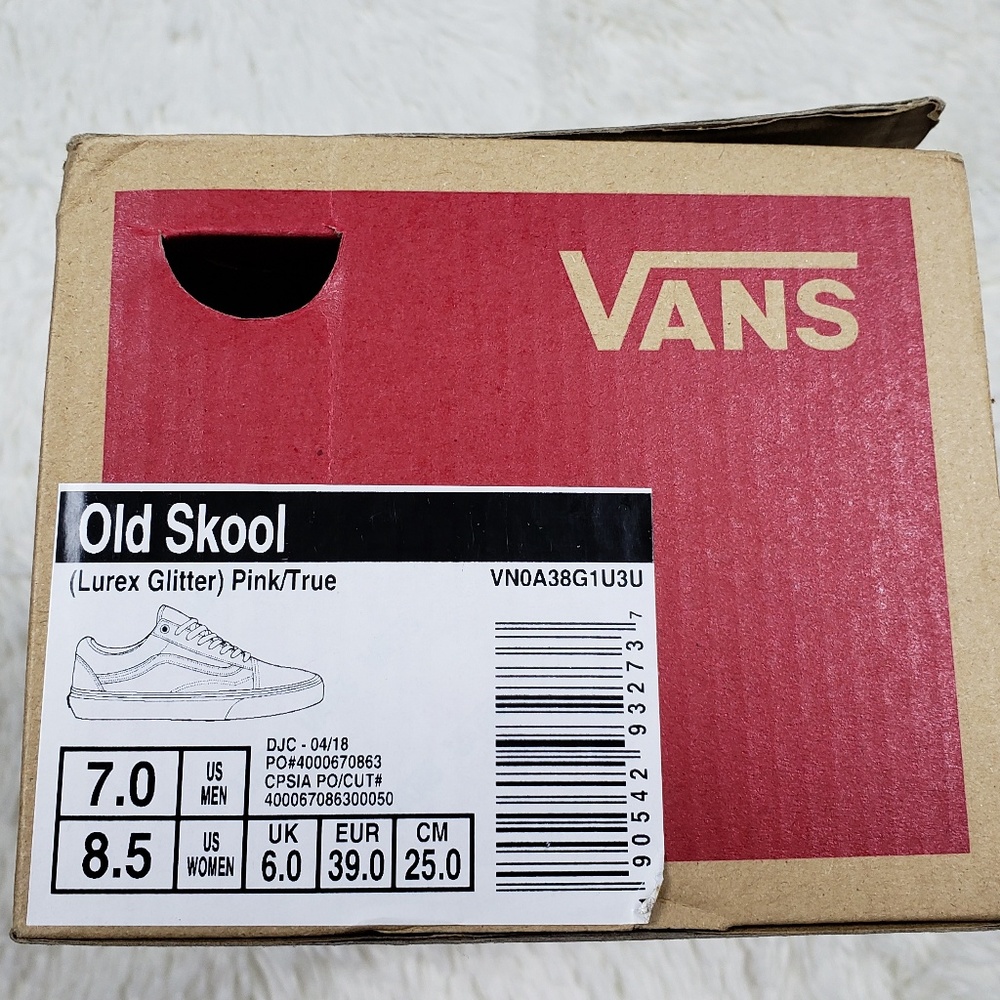 Van's Old Skool Pink Lurex Glitter Shoes Unisex - Picture 8 of 8